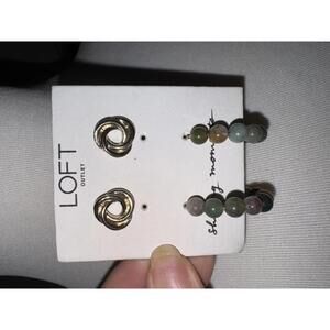 LOFT Outlet Set of Two Pairs of Earrings - Gold Tone and Multi-Colored Beaded Ho
